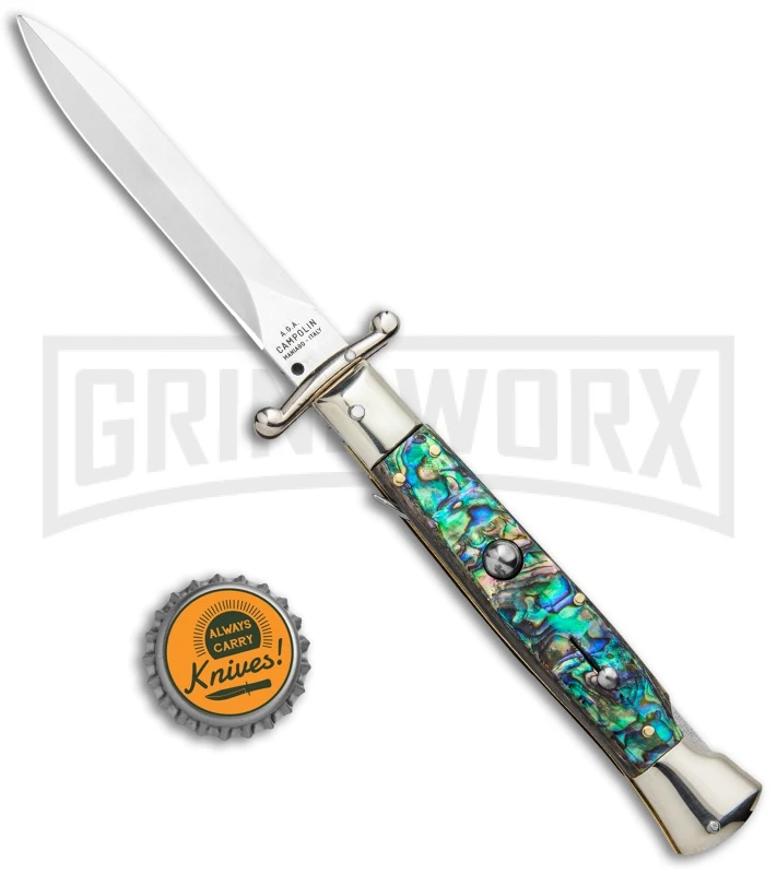 AGA 9" Italian Stiletto Swinguard Abalone Automatic Lockback Knife - Dagger 6 AGA 9" Italian Stiletto Swinguard Abalone Automatic Lockback Knife - Dagger - Image 4