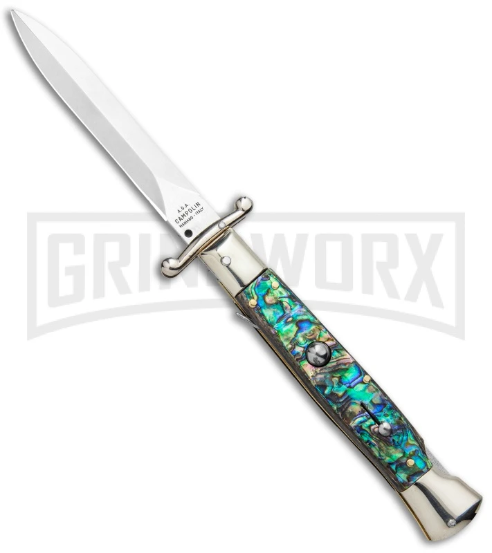 AGA 9" Italian Stiletto Swinguard Abalone Automatic Lockback Knife - Dagger 3 AGA 9" Italian Stiletto Swinguard Abalone Automatic Lockback Knife - Dagger