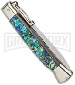 AGA 9" Italian Stiletto Swinguard Abalone Automatic Lockback Knife - Dagger 8 AGA 9" Italian Stiletto Swinguard Abalone Automatic Lockback Knife - Dagger -Aga Campolin AGA 11in Italian Stiletto Swinguard Abalone Auto Dagger GX 36952 jr side large