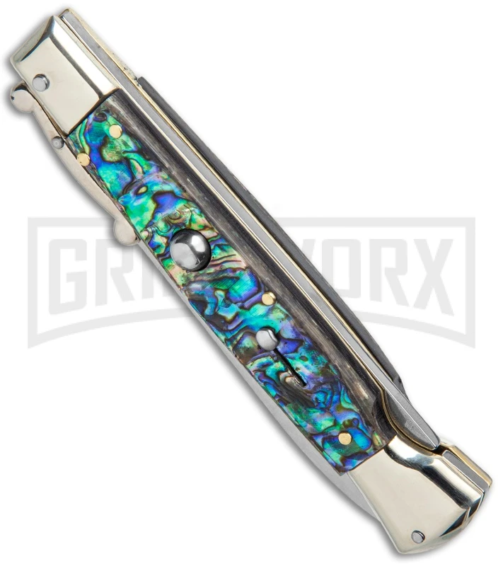 AGA 9" Italian Stiletto Swinguard Abalone Automatic Lockback Knife - Dagger 4 AGA 9" Italian Stiletto Swinguard Abalone Automatic Lockback Knife - Dagger - Image 2