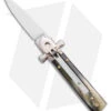 AGA 6" Lever Lock Automatic Italian Knife Horn W/Cross Bolsters (2.5" Satin) 2 AGA 6" Lever Lock Automatic Italian Knife Horn W/Cross Bolsters (2.5" Satin) -Aga Campolin AGA 6in LL Horn Auto Cross Bolsters Satin BHQ 177246 jr