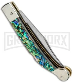 AGA Campolin Sahara Abalone Italian Stiletto Automatic Knife - Mirror Plain 9 AGA Campolin Sahara Abalone Italian Stiletto Automatic Knife - Mirror Plain -Aga Campolin AGA Camplin 9in Sahara Italian Stiletto LB Auto Abalone Mirror BHQ 90702 jr side large