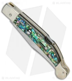 AGA Campolin 9" Sahara Italian Stiletto Lockback Automatic Abalone (3.8" Mirror) -Aga Campolin AGA Camplin 9in Sahara Italian Stiletto LB Auto Abalone Mirror BHQ 90702 jr spine