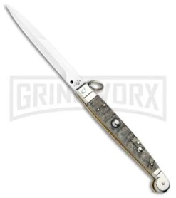 A.G.A. Campolin 9" Ram Horn Sicilian Ring Pull Automatic Knife - Bayonet