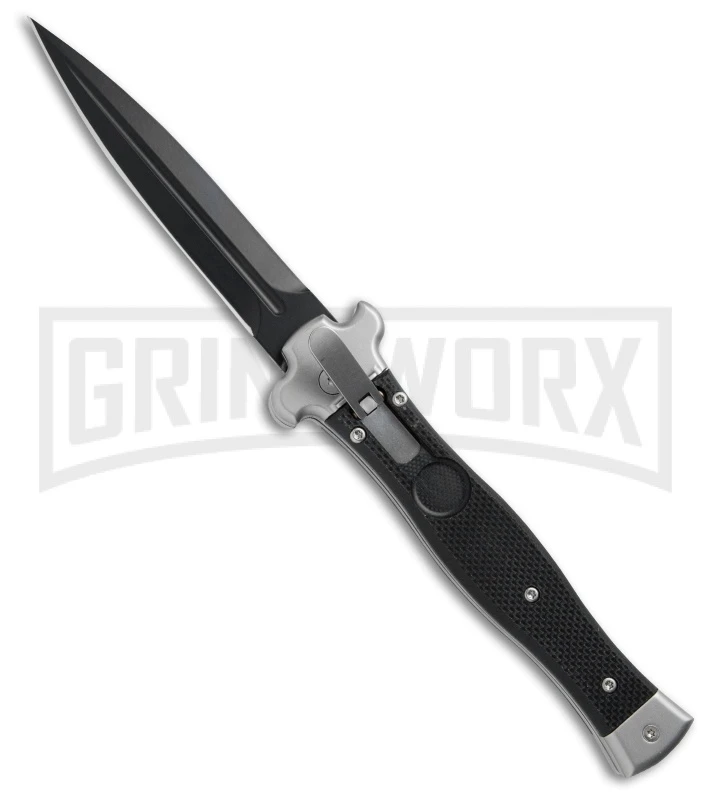 AGA Campolin Zero Black G-10 Leverlock Automatic Knife - Dagger Black Plain 3 AGA Campolin Zero Black G-10 Leverlock Automatic Knife - Dagger Black Plain
