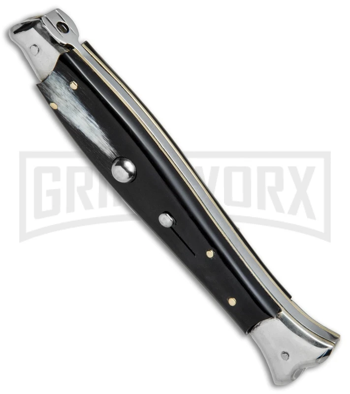 AGA Campolin 10" Brazil Horn Fishtail Picklock Automatic Knife - Polish Plain 4 AGA Campolin 10" Brazil Horn Fishtail Picklock Automatic Knife - Polish Plain - Image 2