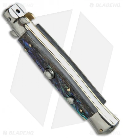 AGA Campolin 10" Italian Stiletto Automatic Abalone (4.5" Satin Kriss) 4 AGA Campolin 10" Italian Stiletto Automatic Abalone (4.5" Satin Kriss) - Image 2