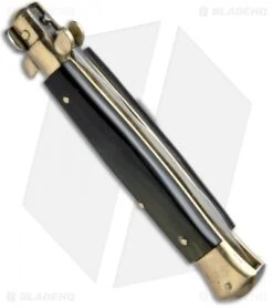 AGA Campolin 10" Italian Stiletto Automatic Brass/Brazilian (4.5" Satin Kris) -Aga Campolin AGA Campolin 10in Stiletto Brazilian Horn Kriss BP 19126 jr side