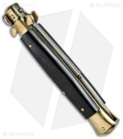 AGA Campolin 10" Italian Stiletto Picklock Automatic Brass/Ebony (4.5" Bayonet) -Aga Campolin AGA Campolin 10in Stiletto Ebony Bayo BP 19128 jr side