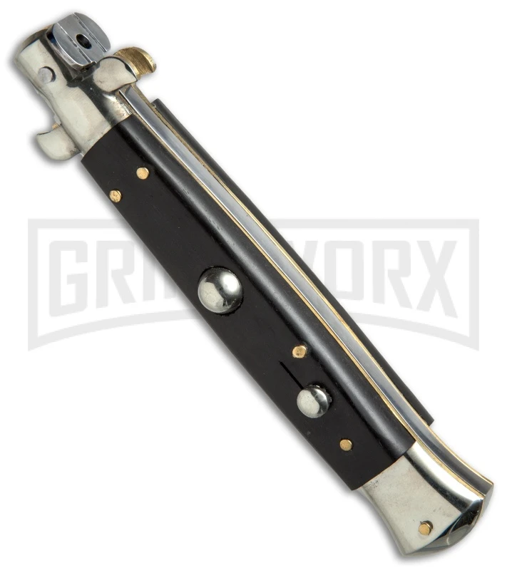 AGA Campolin 10" Ebony Picklock Stiletto Automatic Knife - Satin Kris 4 AGA Campolin 10" Ebony Picklock Stiletto Automatic Knife - Satin Kris - Image 2