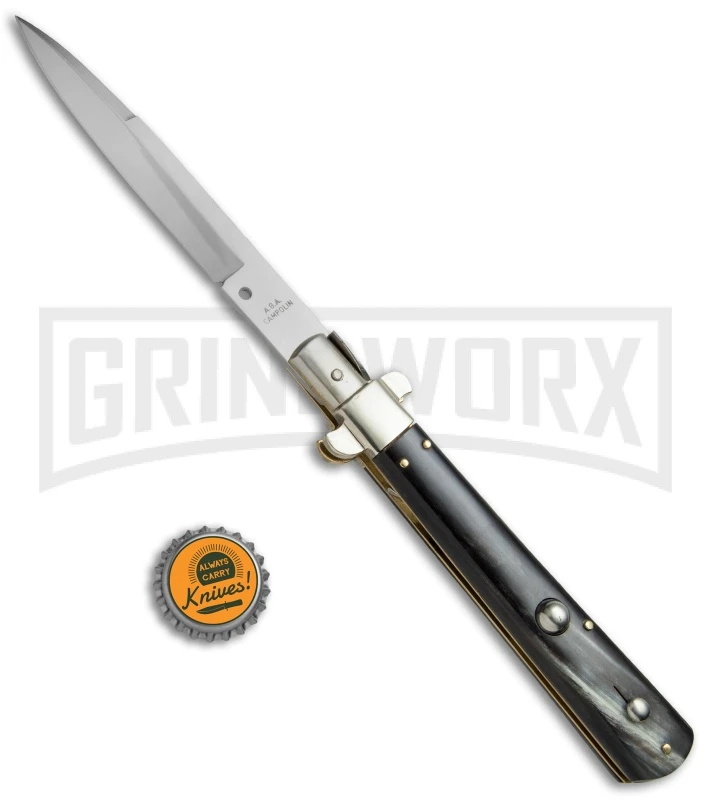 AGA Campolin 11" Stiletto Brazilian Horn Ltd. Edition Automatic Knife - Bayonet 7 AGA Campolin 11" Stiletto Brazilian Horn Ltd. Edition Automatic Knife - Bayonet - Image 5