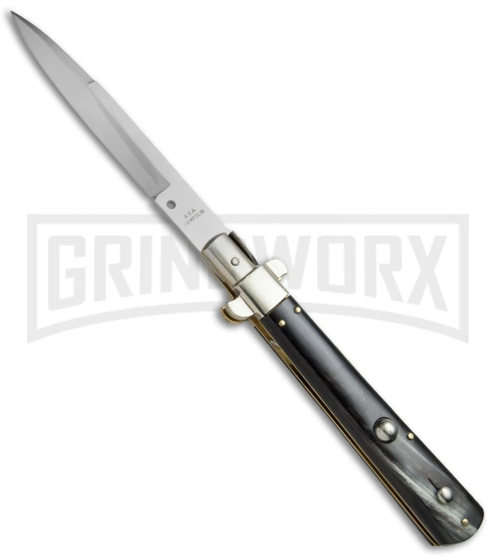 AGA Campolin 11" Stiletto Brazilian Horn Ltd. Edition Automatic Knife - Bayonet 3 AGA Campolin 11" Stiletto Brazilian Horn Ltd. Edition Automatic Knife - Bayonet