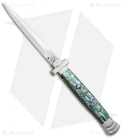 AGA Campolin 11" Maltese Cr. Dagger Auto Italian Stiletto Abalone (5" Satin)