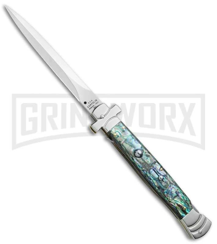 AGA Campolin 11" Maltese Cross Abalone Automatic Knife - Dagger Satin Plain 3 AGA Campolin 11" Maltese Cross Abalone Automatic Knife - Dagger Satin Plain