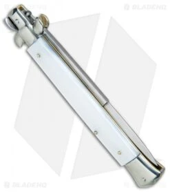 AGA Campolin 11" Picklock Automatic Italian Stiletto Pearlex (5" Satin) 2017 -Aga Campolin AGA Campolin 11in Picklock Italian Stiletto White Pearl Satin BHQ 78228 jr side