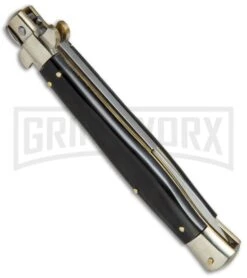 AGA Campolin 11" Italian Picklock Dark Horn Automatic Knife - Bayonet 2016 -Aga Campolin AGA Campolin 11in picklock Stilletto Dark Horn BHQ 67472 jr side large