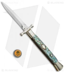 AGA Campolin 13" Bat Swinguard Diamond Automatic Knife Abalone (5.75" Dagger) -Aga Campolin AGA Campolin 13in Bat Swinguard Diamond Abalone Dagger BHQ 71954 jr bottlecap