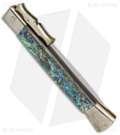 AGA Campolin 13" Bat Swinguard Diamond Automatic Knife Abalone (5.75" Dagger) -Aga Campolin AGA Campolin 13in Bat Swinguard Diamond Abalone Dagger BHQ 71954 jr side
