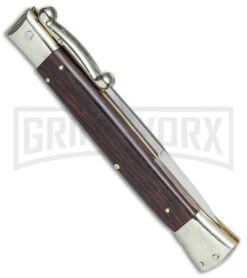 AGA Campolin 13" Stiletto Swinguard Cocobolo Wood Automatic Knife - Bayonet -Aga Campolin AGA Campolin 13in Swingaurd Auto Cocobolo Satin Bayo BHQ 77551 jr side large
