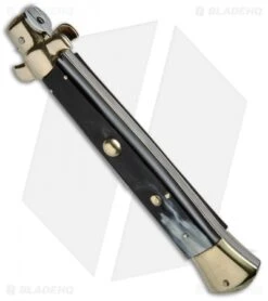 AGA Campolin 15" Automatic Italian Stiletto Knife Brazil Horn (7" Satin Bayo) 6 AGA Campolin 15" Automatic Italian Stiletto Knife Brazil Horn (7" Satin Bayo) -Aga Campolin AGA Campolin 15in Stiletto Brazilian Horn Brass Bayo BP 19174 jr spine