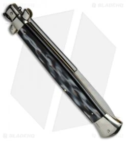 AGA Campolin 18" Italian Stiletto Automatic Knife Sim Horn (8" Satin Bayonet) -Aga Campolin AGA Campolin 18in Stiletto Bayo Sim Horn BP 19241 jr side