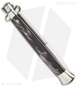 AGA Campolin 18" Italian Stiletto Knife Dark Horn (8" Satin Bayonet) -Aga Campolin AGA Campolin 18in Stiletto Dark Horn Satin Bayo BHQ 104096 jr side
