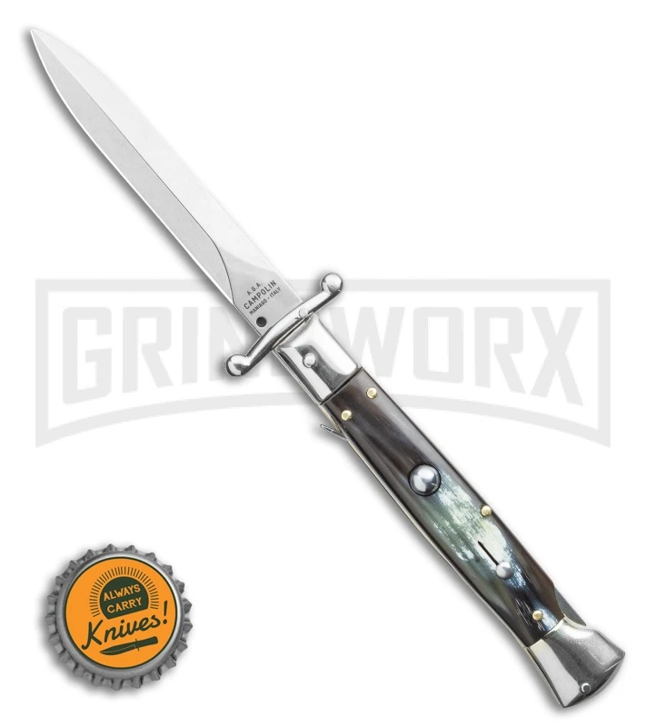 AGA Campolin 9" Stiletto Swinguard Brazilian Horn Automatic Knife - Dagger 6 AGA Campolin 9" Stiletto Swinguard Brazilian Horn Automatic Knife - Dagger - Image 4