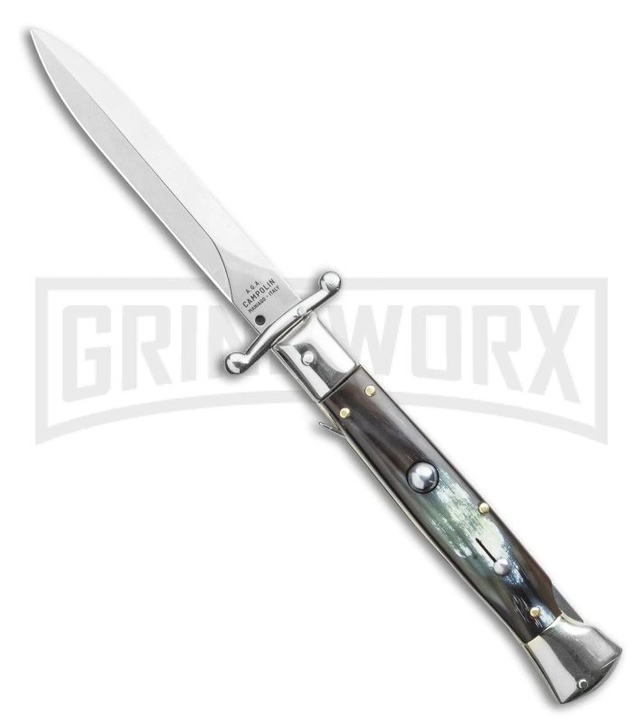 AGA Campolin 9" Stiletto Swinguard Brazilian Horn Automatic Knife - Dagger 3 AGA Campolin 9" Stiletto Swinguard Brazilian Horn Automatic Knife - Dagger