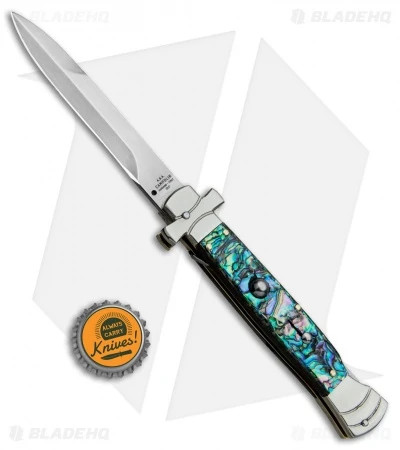 AGA Campolin 9" Maltese Cross Bayonet Italian Stiletto Knife Abalone (4" Satin) 6 AGA Campolin 9" Maltese Cross Bayonet Italian Stiletto Knife Abalone (4" Satin) - Image 4