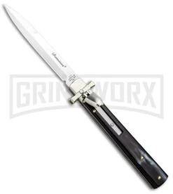 A.G.A. Campolin 9" Dominus Dark Horn Leverlock Automatic Knife - Satin
