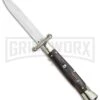 AGA Campolin 9" Italian Stiletto Swinguard Dark Horn Automatic Knife - Bayonet -Aga Campolin AGA Campolin 9in Italian Stiletto Dark Horn Auto Bayo GX 11091 jr large