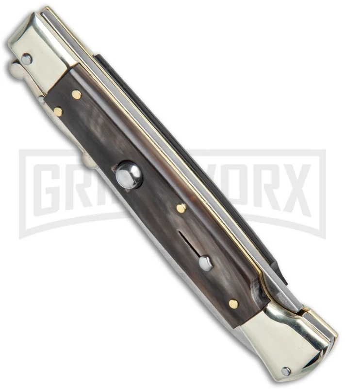 AGA Campolin 9" Italian Stiletto Swinguard Dark Horn Automatic Knife - Bayonet 4 AGA Campolin 9" Italian Stiletto Swinguard Dark Horn Automatic Knife - Bayonet - Image 2