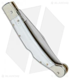 AGA Campolin 9" Sahara Italian Stiletto Lockback Automatic Pearlex (3.8" Mirror) -Aga Campolin AGA Campolin 9in Sahara Italian Stiletto LB Pearlex Mirror BHQ 74049 jr side