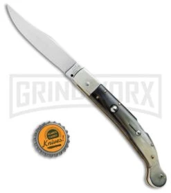 AGA Campolin Sahara Dark Horn Italian Stiletto Automatic Knife - Mirror Plain -Aga Campolin AGA Campolin 9in Shara Italian Stiletto LB Dark Horn Mirror BHQ 74050 jr bottlecap large