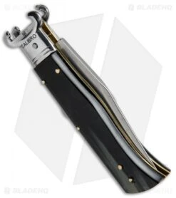 AGA Campolin 7.5" Calibro Automatic Knife Brazilian Horn (3.4" Satin) -Aga Campolin AGA Campolin Brazilian Horn Calibro Humpback BP 18159 jr side