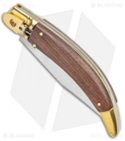 AGA Campolin Diana Lever Lock Automatic Brass Wood Knife (3.75" Satin) -Aga Campolin AGA Campolin Diana LL Auto Brass Wood Satin BHQ 135444 jr spine