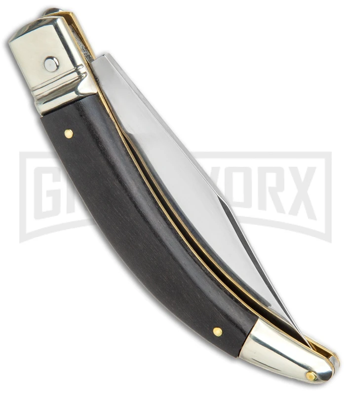 AGA Campolin Diana Ebony Lever Lock Automatic Knife - Satin Plain 5 AGA Campolin Diana Ebony Lever Lock Automatic Knife - Satin Plain - Image 3