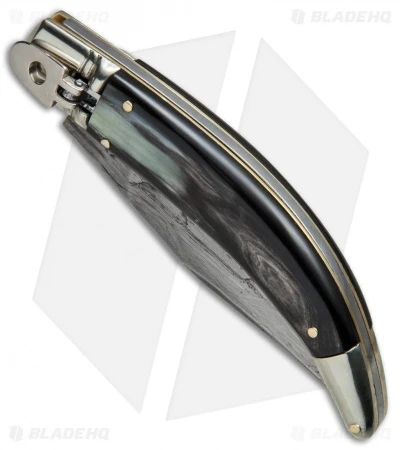 AGA Campolin Diana Lever Lock Automatic Knife Dark Horn (3.75" Damascus) 4 AGA Campolin Diana Lever Lock Automatic Knife Dark Horn (3.75" Damascus) - Image 2