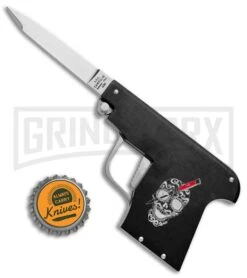 AGA Campolin Black Automatic Gun Knife - Satin Plain -Aga Campolin AGA Campolin Gun Knife Auto Black Satin CEM PIS BLACK GX 33938 jr bottlecap large