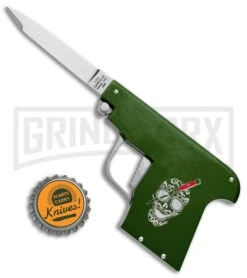 AGA Campolin Green Automatic Gun Knife - Satin Plain 9 AGA Campolin Green Automatic Gun Knife - Satin Plain -Aga Campolin AGA Campolin Gun Knife Auto Green Satin CEM PIS GREEN GX 33939 jr bottlecap large