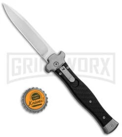 AGA Campolin Zero Carbon Fiber Leverlock Automatic Knife - Bayo Satin Plain -Aga Campolin AGA Campolin Zero CF LL Bayo BP 30461 jr bottlecap large