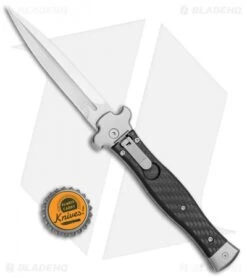 AGA Campolin Zero Dagger Leverlock Automatic Knife Carbon Fiber (3.75" Satin) -Aga Campolin AGA Campolin Zero Dagger LL Auto CF Satin AGA01CF SD BHQ 79656 jr bottlecap
