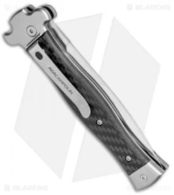 AGA Campolin Zero Dagger Leverlock Automatic Knife Carbon Fiber (3.75" Satin) -Aga Campolin AGA Campolin Zero Dagger LL Auto CF Satin AGA01CF SD BHQ 79656 jr side