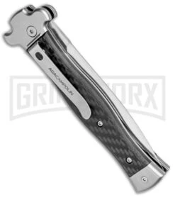 AGA Campolin Zero Carbon Fiber Leverlock Automatic Knife - Dagger Satin Plain -Aga Campolin AGA Campolin Zero Dagger LL Auto CF Satin AGA01CF SD BHQ 79656 jr side large