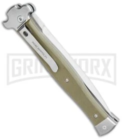 AGA Campolin Zero+ Green G-10 Leverlock Automatic Knife - Dagger Satin Plain 2.0 -Aga Campolin AGA Campolin Zero Dagger LL Auto Green G 10 Satin BHQ 105462 jr side large