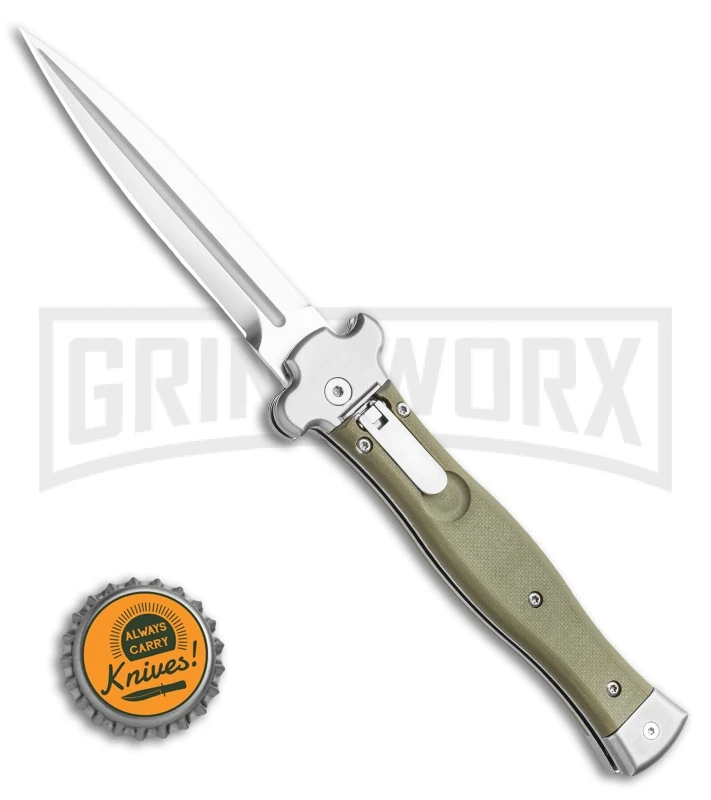 AGA Campolin Zero 10 Green G-10 Leverlock Automatic Knife -Dagger Satin Plain 6 AGA Campolin Zero 10 Green G-10 Leverlock Automatic Knife -Dagger Satin Plain - Image 4