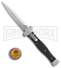 AGA Campolin Zero Black G-10 Leverlock Automatic Knife - Dagger Stonewash Plain -Aga Campolin AGA Campolin Zero Dagger black G10 sw BHQ 74034 er bottlecap large