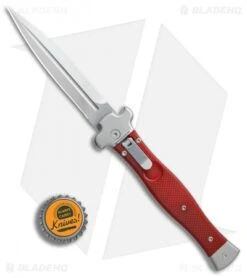 AGA Campolin Zero Dagger Leverlock Automatic Knife Red G-10 (3.75" Stonewash) -Aga Campolin AGA Campolin Zero Dagger red G10 sw BHQ 74036 jr bottlecap