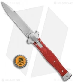 AGA Campolin Zero Italian Leverlock Automatic Knife Red G-10 (3.75" Stonewash) -Aga Campolin AGA Campolin Zero G 10 Red SW AGA01R SWB BP 20046 jr bottlecap