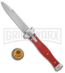 AGA Campolin Zero Red G-10 Leverlock Automatic Knife - Bayonet Stonewash Plain -Aga Campolin AGA Campolin Zero G 10 Red SW AGA01R SWB BP 20046 jr bottlecap large